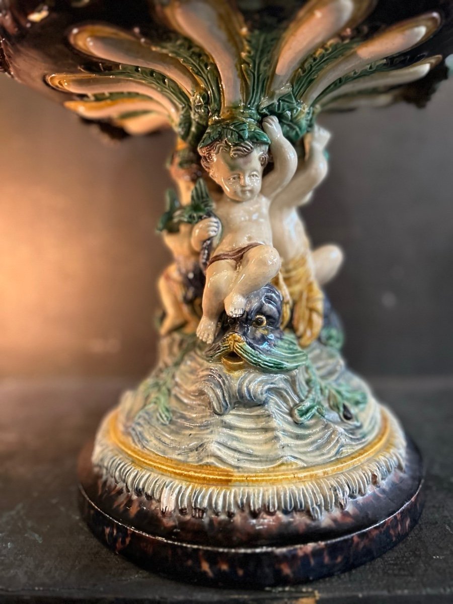 Large Barbotine Planter, Follower Of Thomas Sergent (1830 - 1890)-photo-1