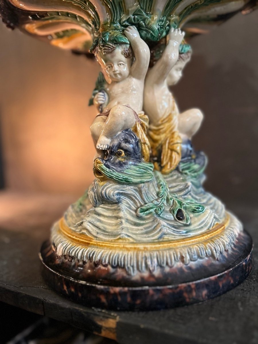 Large Barbotine Planter, Follower Of Thomas Sergent (1830 - 1890)-photo-3