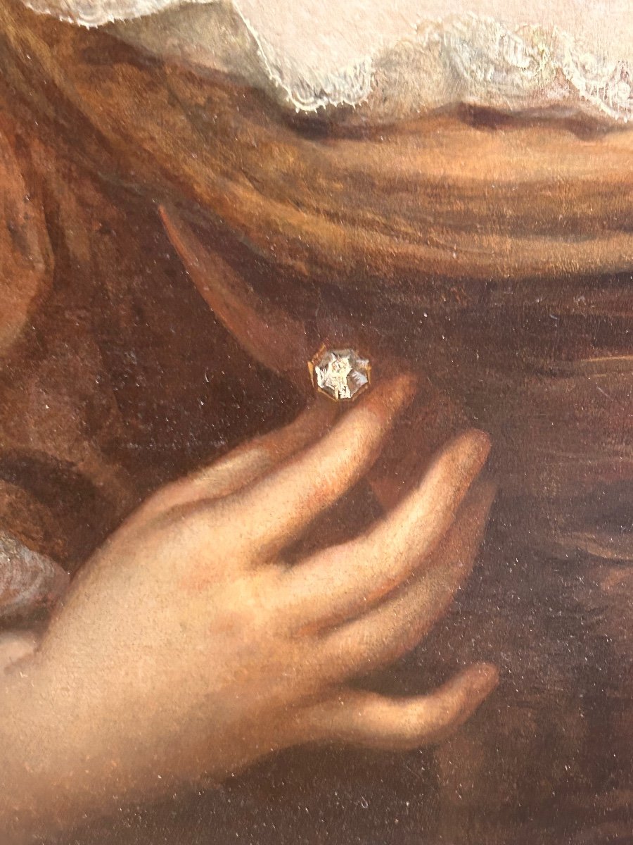 "Portrait d'une dame au diamant", époque Régence-photo-4