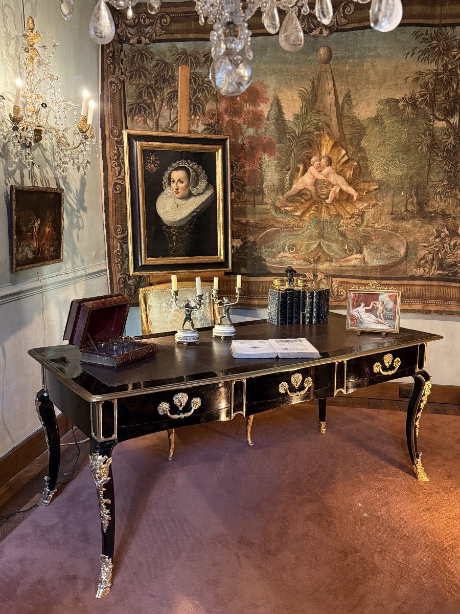 Bureau plat, époque Régence XVIII siècle-photo-2