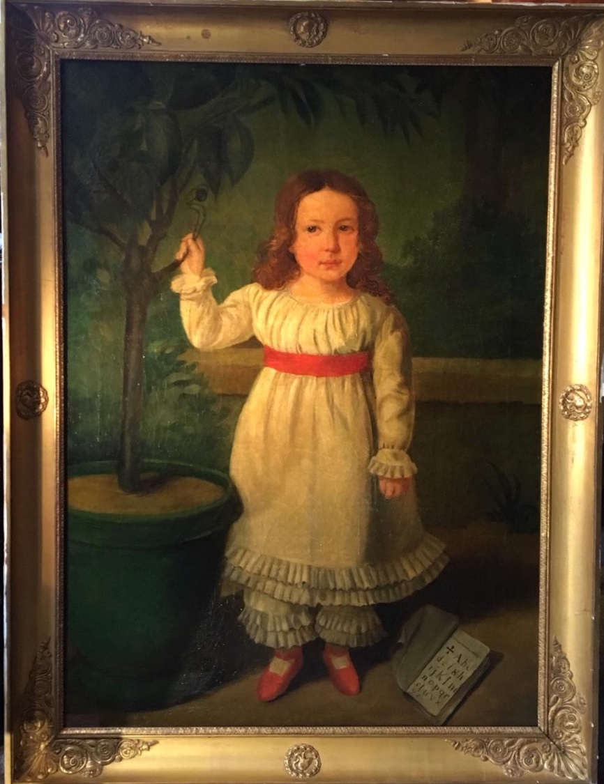 Grand portrait de petite fille en pied, XIX siècle