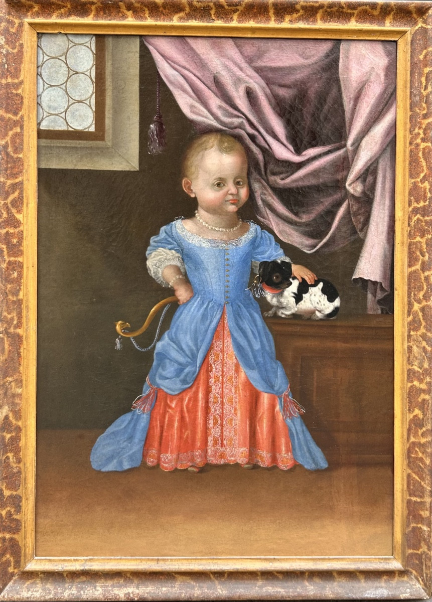 « Enfant princier avec son chien », XVIII siècle-photo-2