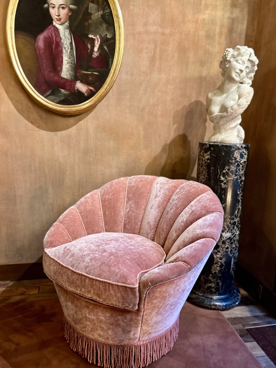 Pair Of Velvet Armchairs, Circa 1940-photo-3