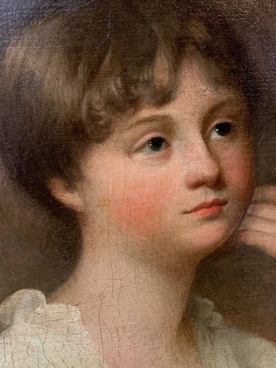 "Portrait d'une jeune fille" école anglaise XIX siècle-photo-3