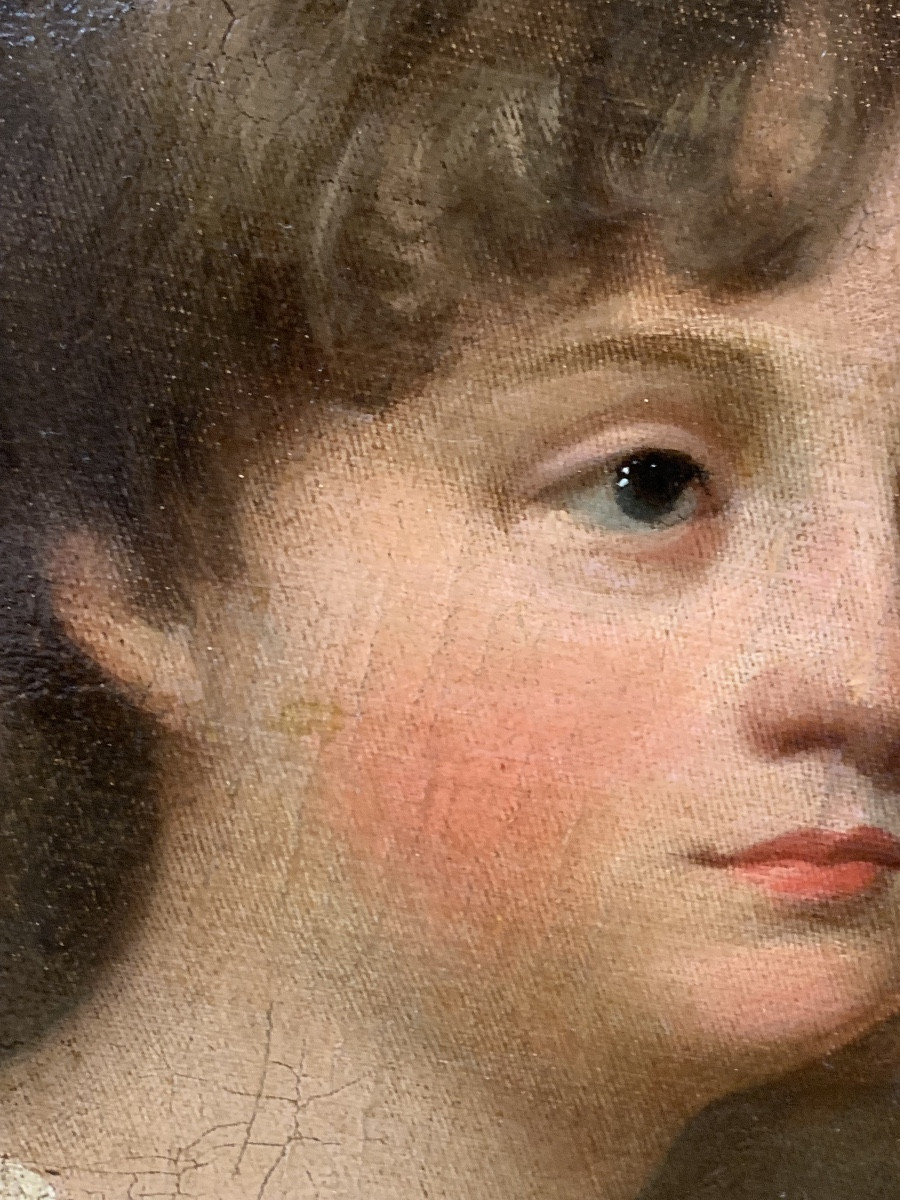 "Portrait d'une jeune fille" école anglaise XIX siècle-photo-4