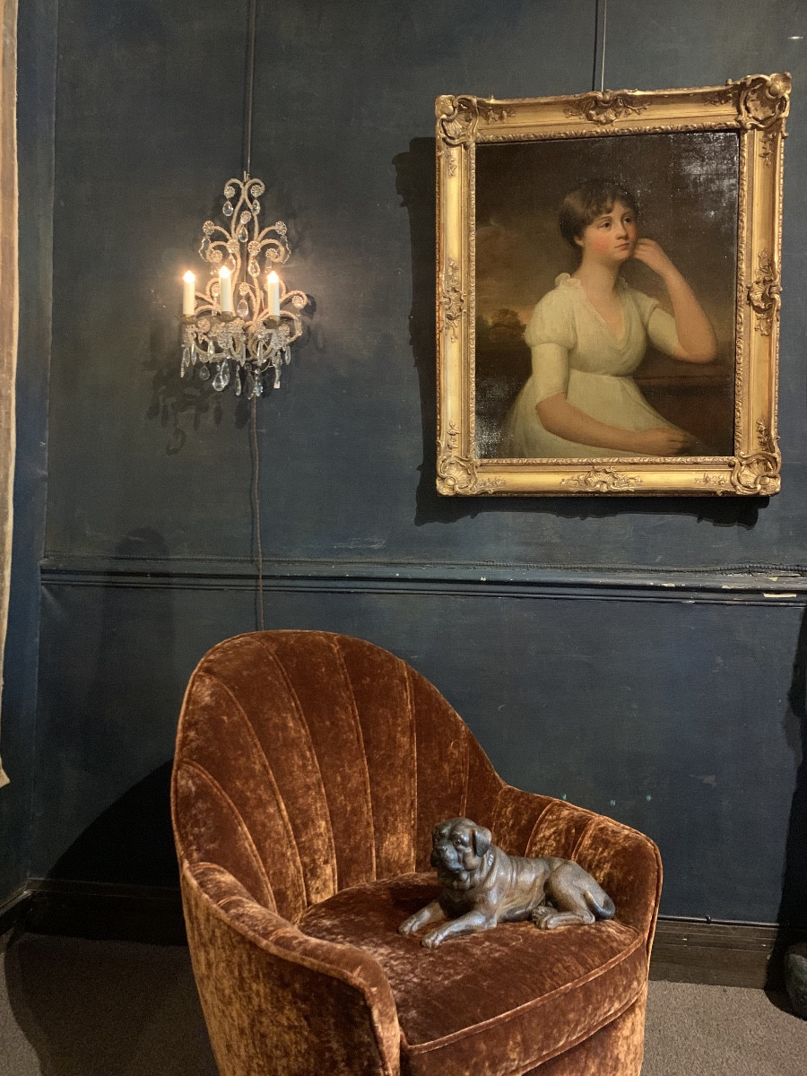 "Portrait d'une jeune fille" école anglaise XIX siècle-photo-5