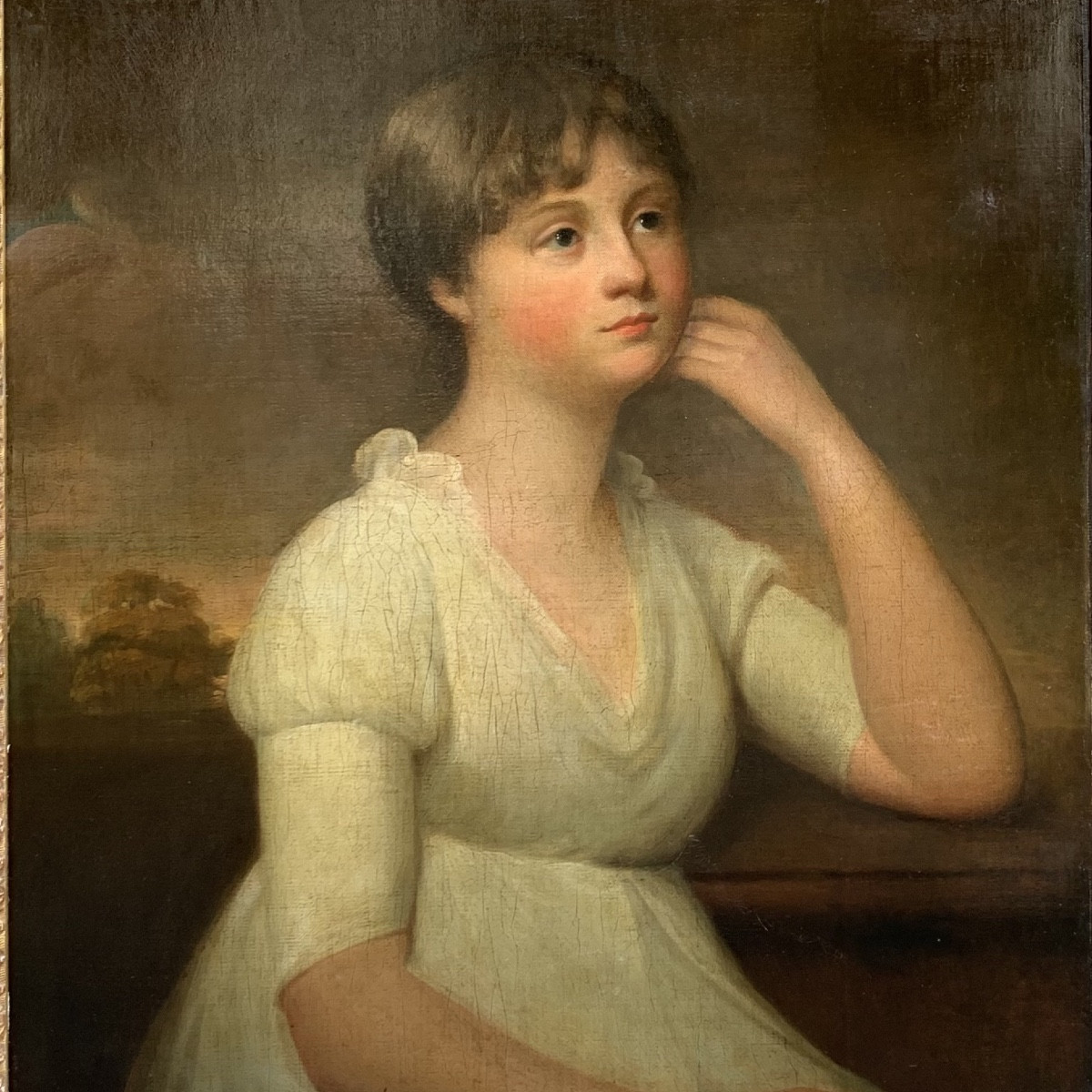 "Portrait d'une jeune fille" école anglaise XIX siècle