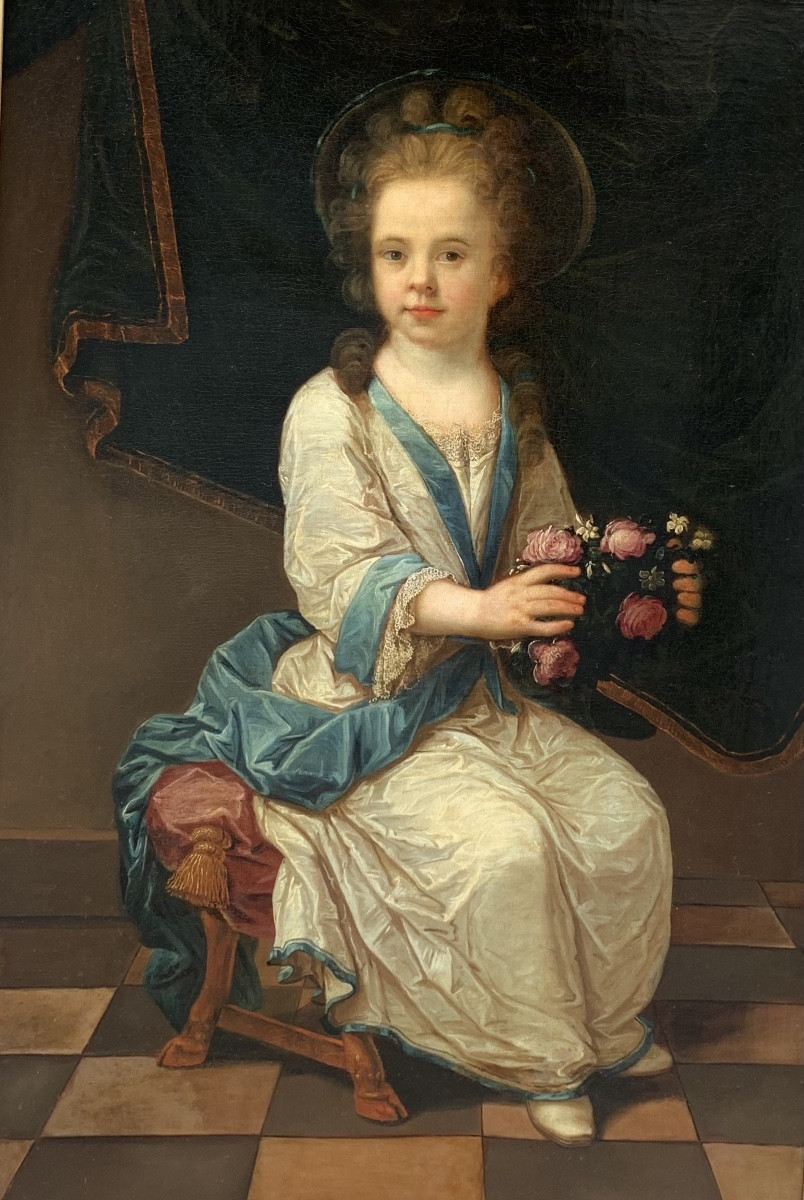 "young Girl With A Bouquet" 18th Century -photo-3