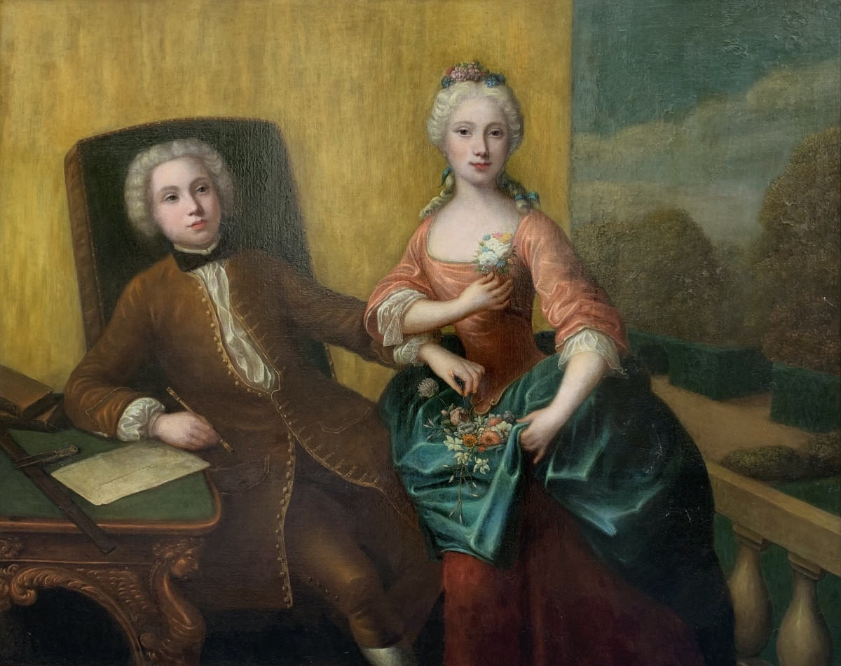 Jeune couple, Ecole autrichienne, fin XVIII siècle-photo-3