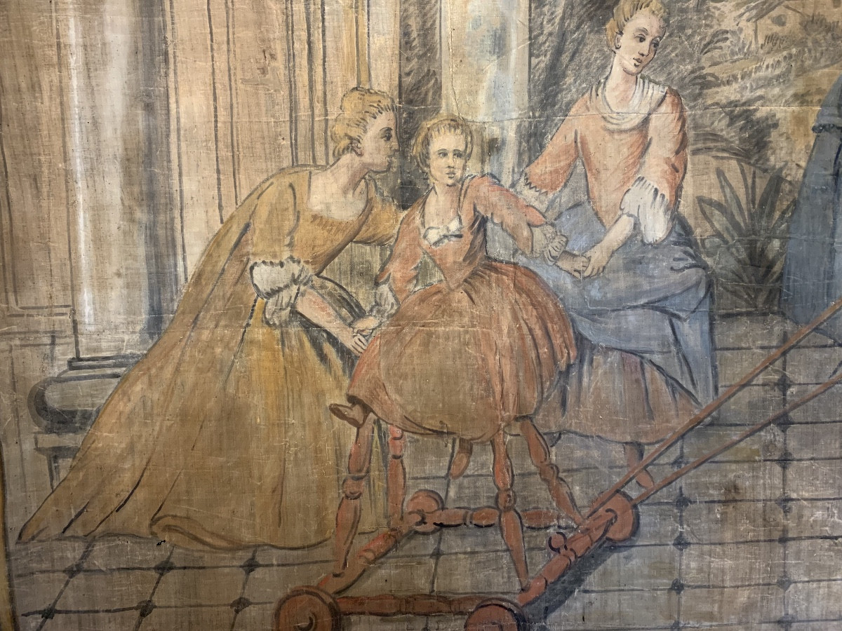 Jeux d'enfants Toile peinte, fin XVIIIe siècle-photo-4