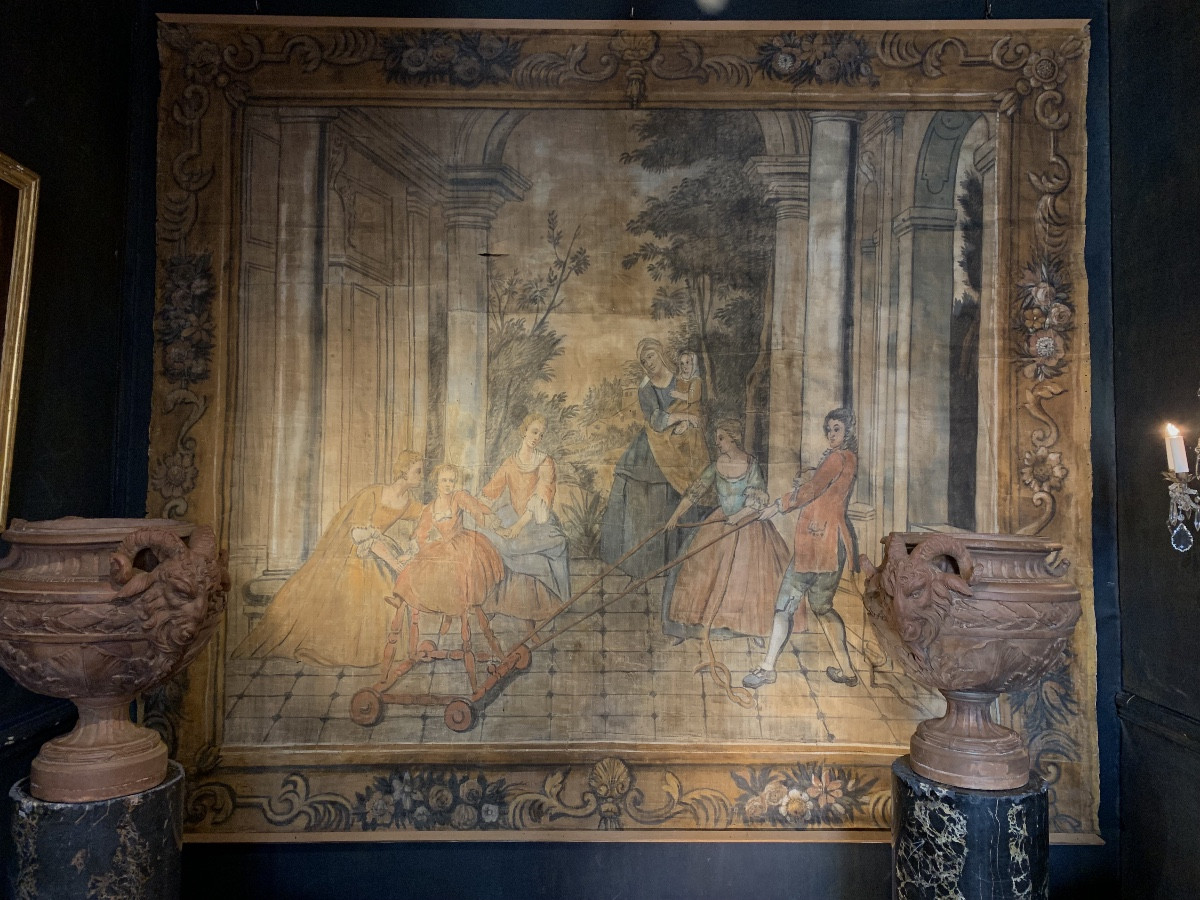 Jeux d'enfants Toile peinte, fin XVIIIe siècle-photo-3