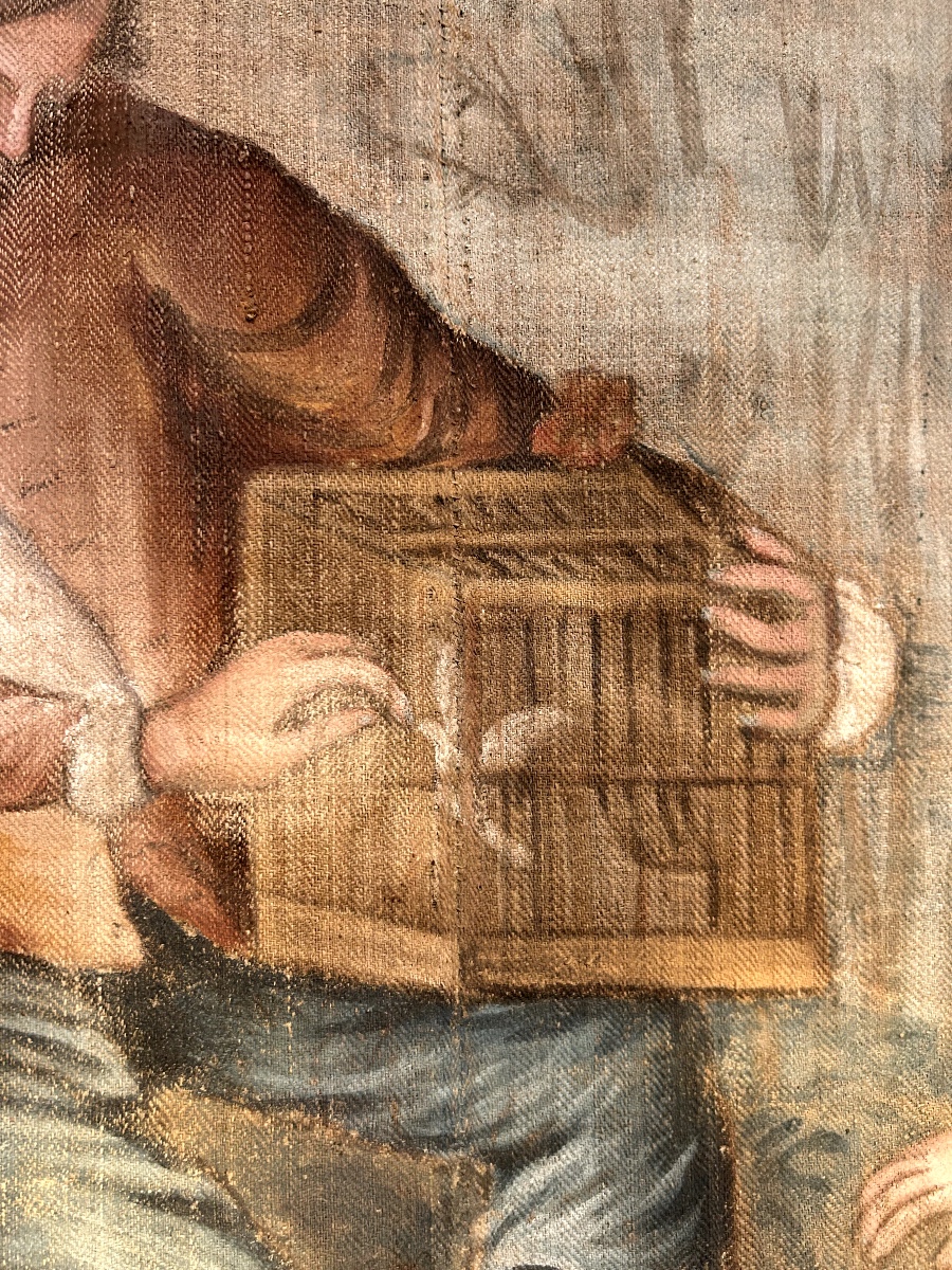 Painted Canvas, The Bird In A Cage, Also Known As The Loves Of The Bocage – Lancret, 18th Century-photo-4