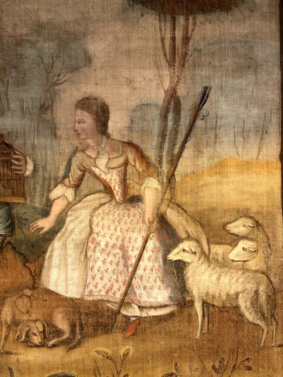 Painted Canvas, The Bird In A Cage, Also Known As The Loves Of The Bocage – Lancret, 18th Century-photo-1