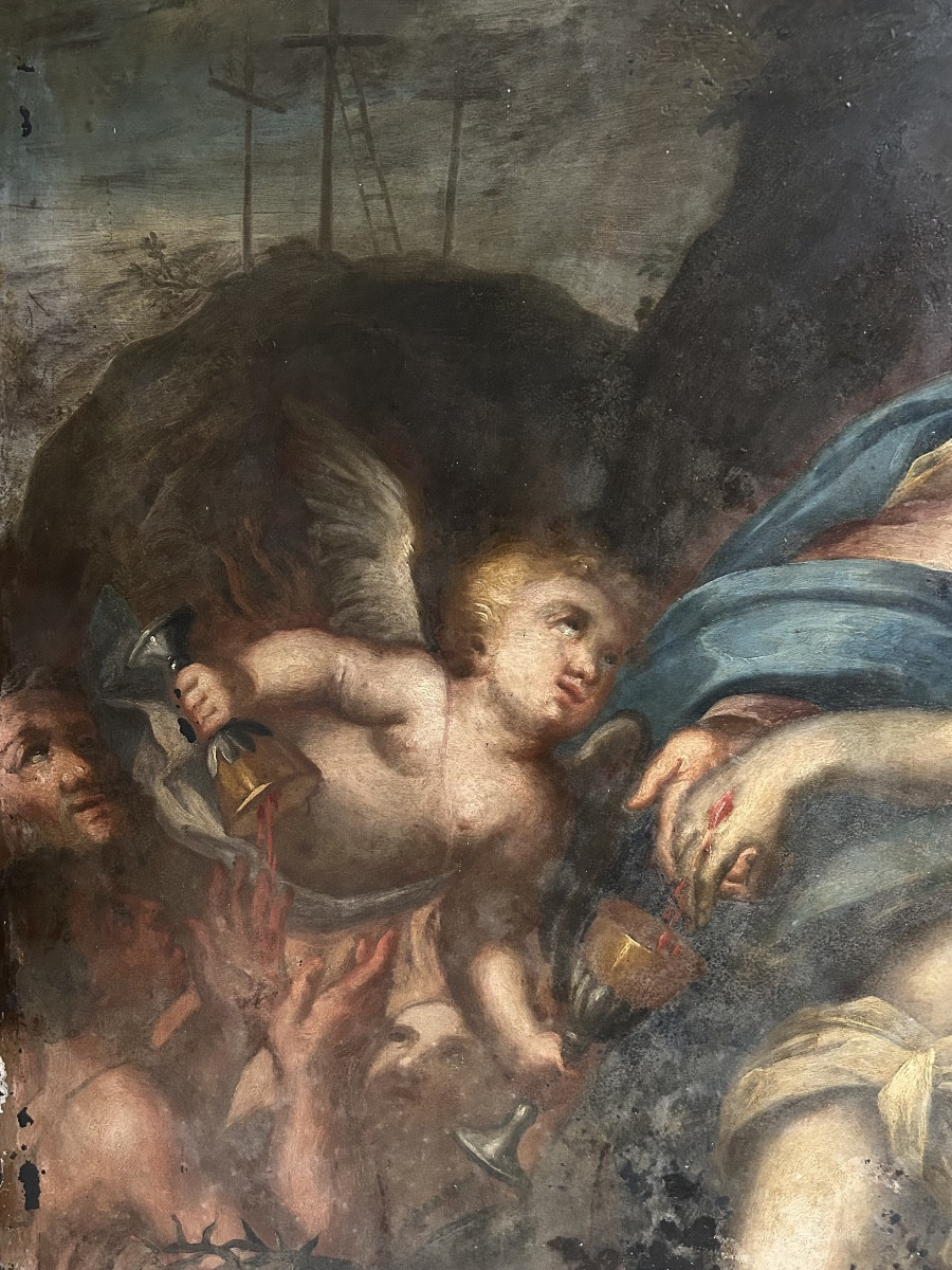 Exceptionnelle Pietà sur ardoise, École Génoise, XVIIe siècle-photo-3