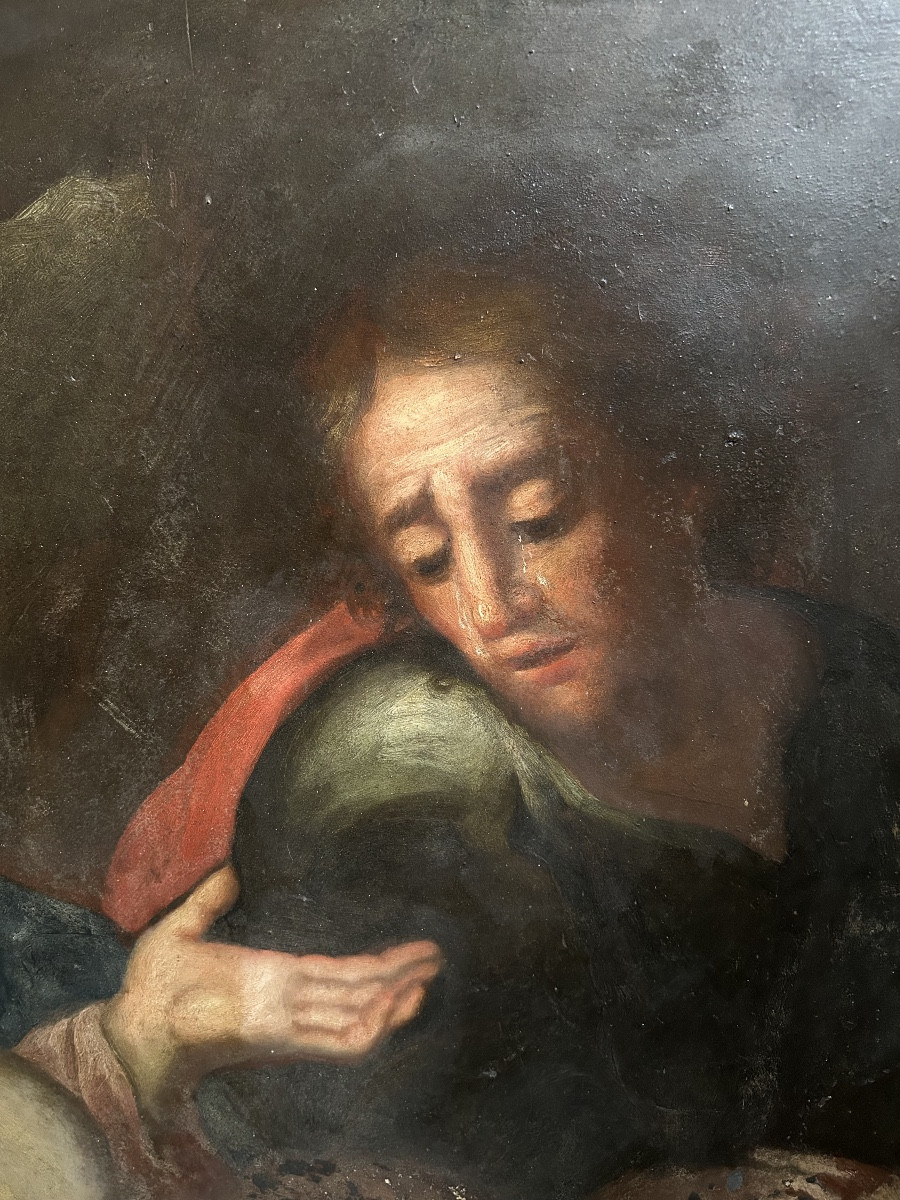 Exceptionnelle Pietà sur ardoise, École Génoise, XVIIe siècle-photo-2