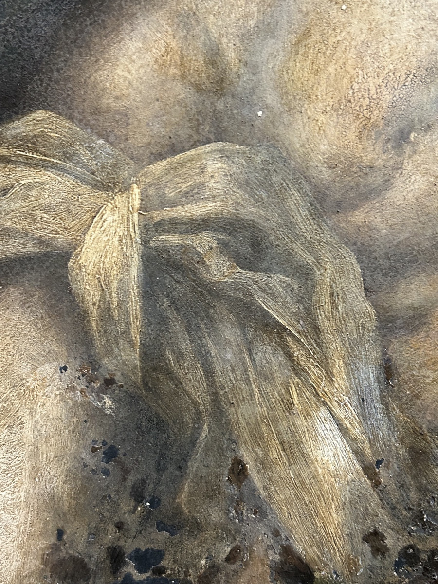 Exceptionnelle Pietà sur ardoise, École Génoise, XVIIe siècle-photo-3