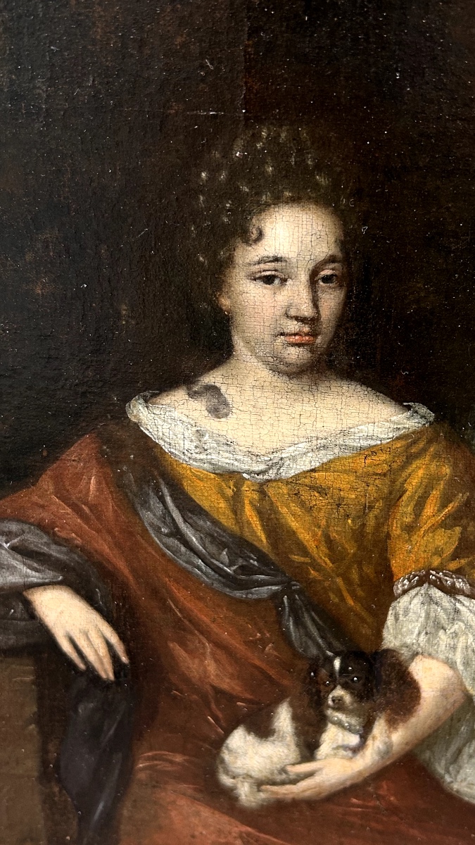 Portrait d’une femme et de son chien au collier de perles, suiveur de Caspar Netscher (1639–168-photo-3