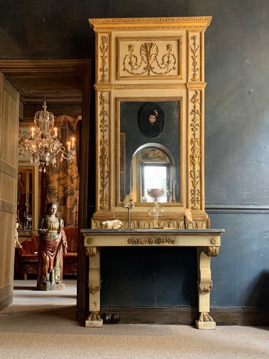 CONSOLE ET TRUMEAU, NÉOCLASSIQUE, DÉBUT XIX SIÈCLE, ITALIE