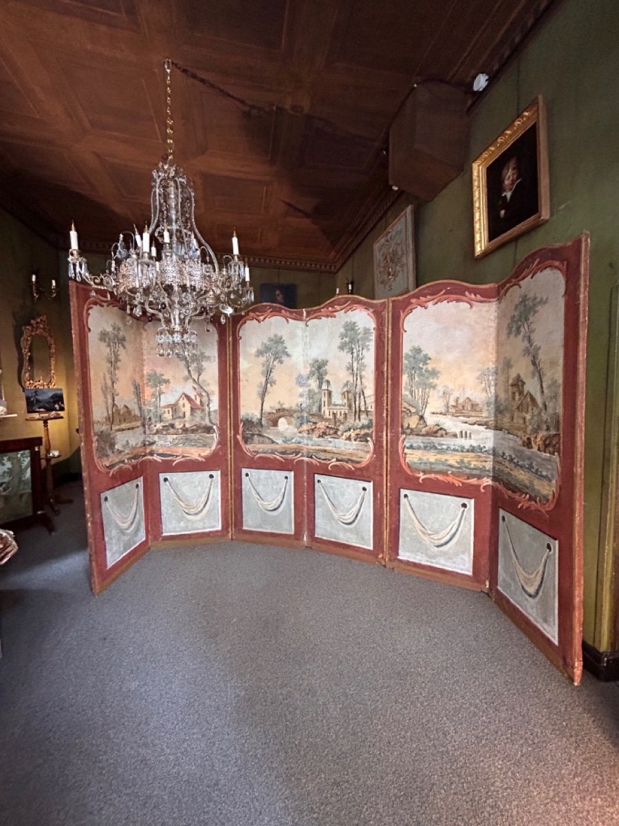 Large Six-leaf Folding Screen, XVIII Century-photo-1
