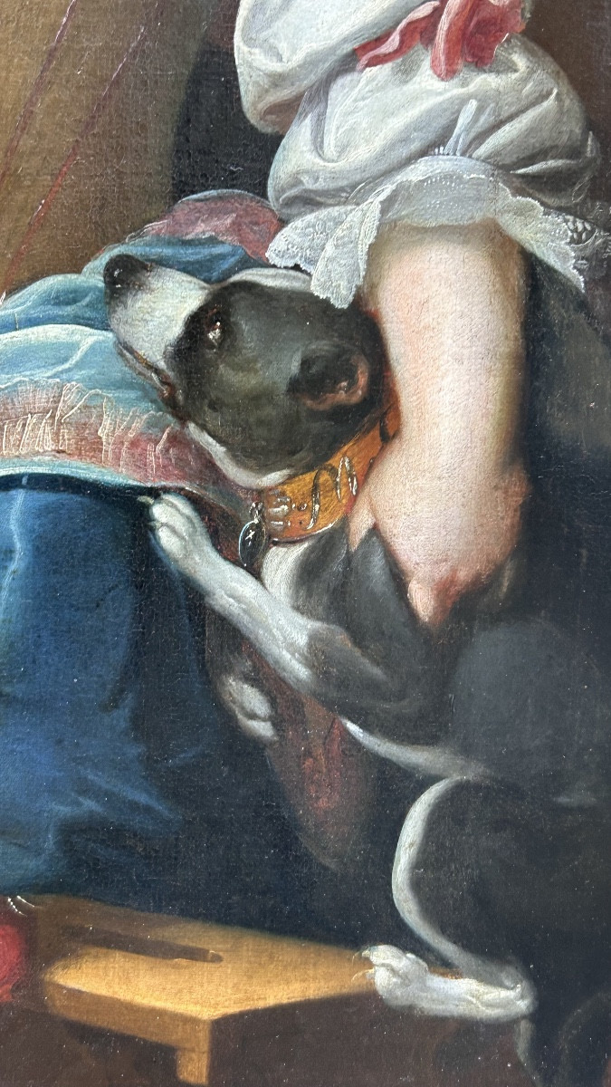 Portrait Of A Child With A Dog, 18th Century-photo-4