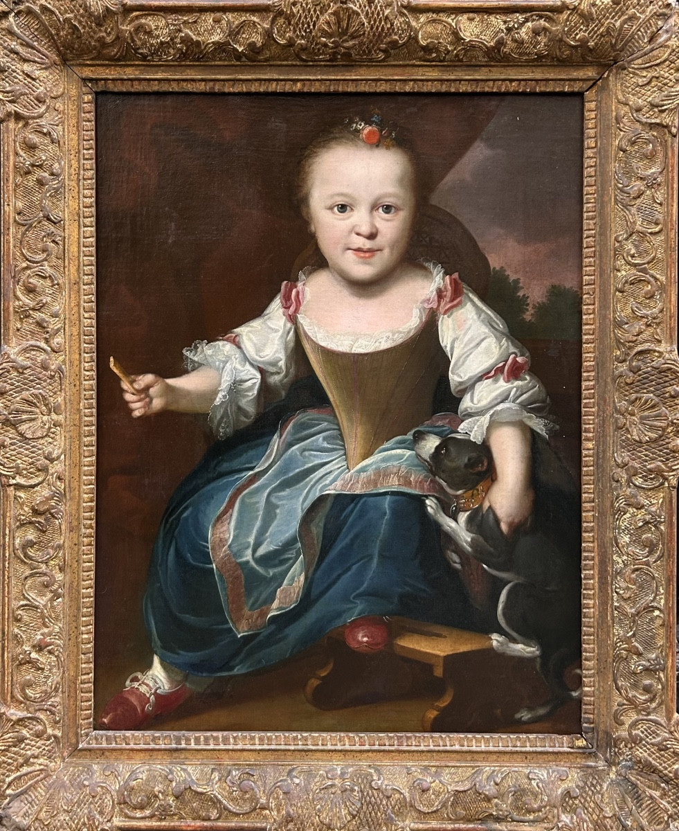 Portrait Of A Child With A Dog, 18th Century