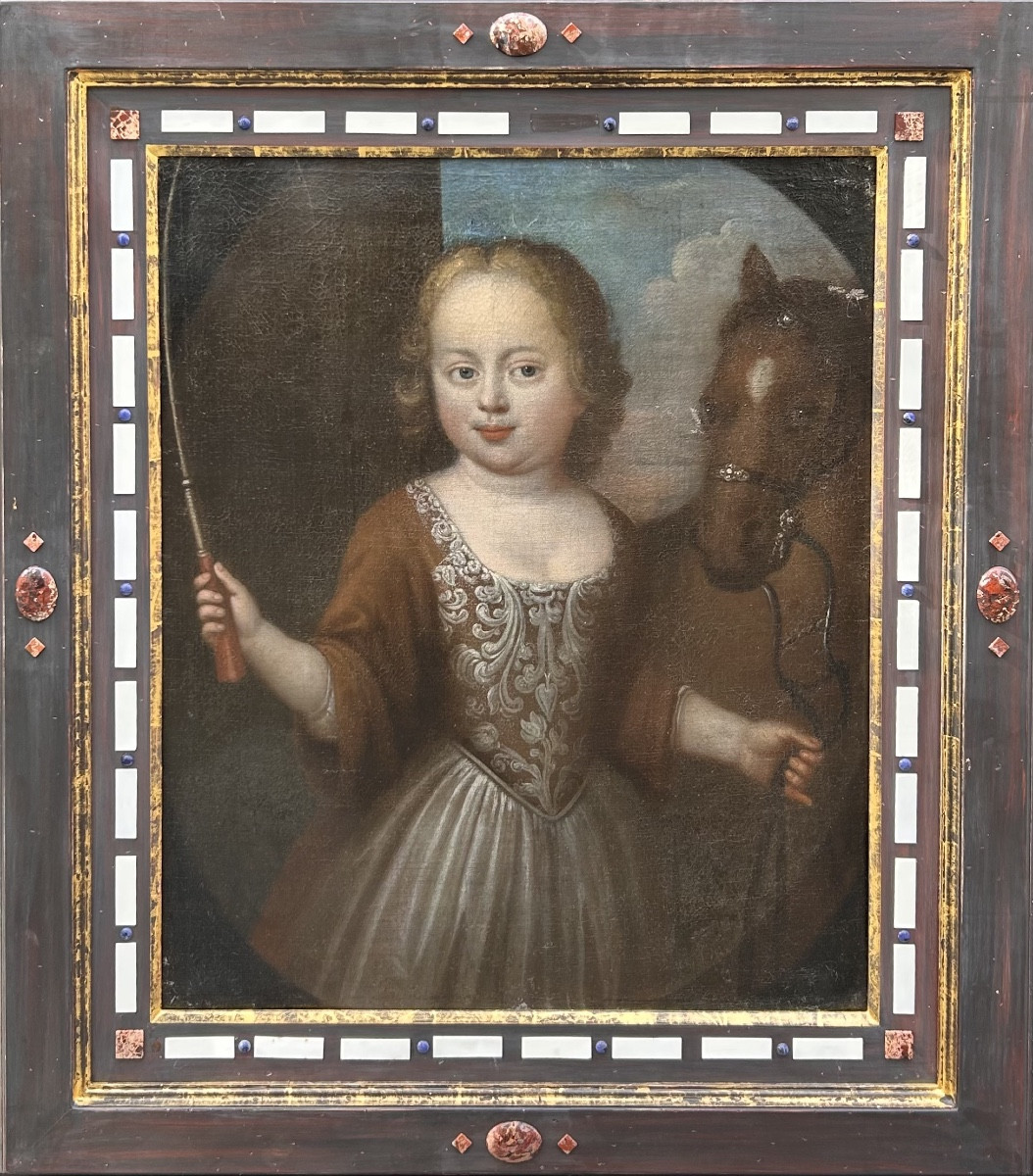 Paire de portraits de jeunes filles, école flamande, XVIII siècle-photo-2