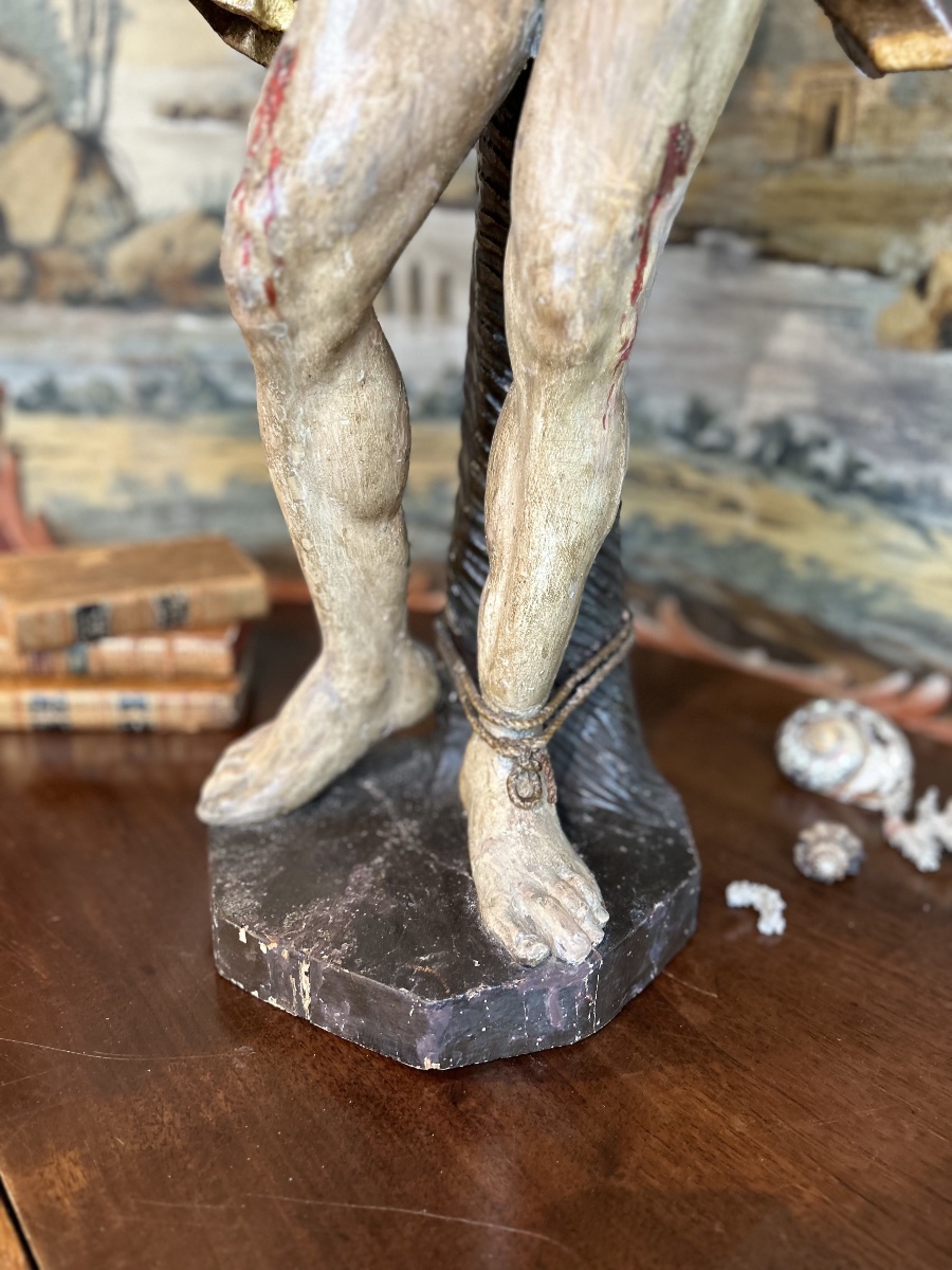 Saint Sébastien en bois sculpté – XVIIIe siècle-photo-2