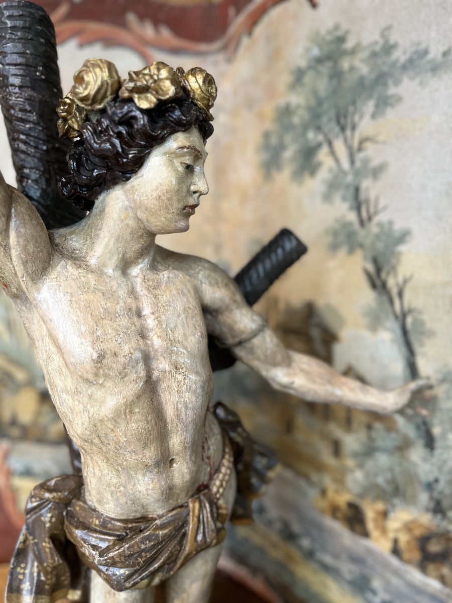 Saint Sébastien en bois sculpté – XVIIIe siècle-photo-2