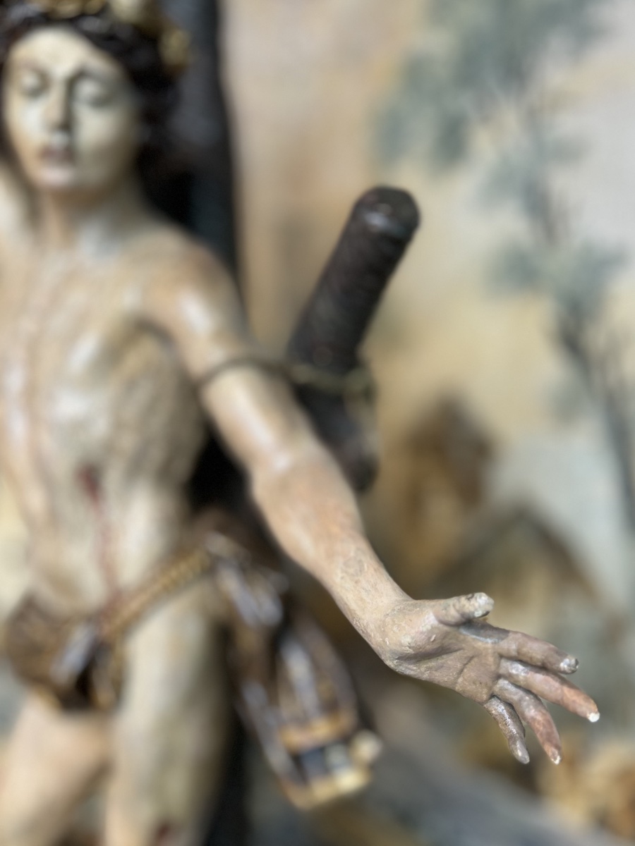 Saint Sébastien en bois sculpté – XVIIIe siècle-photo-3