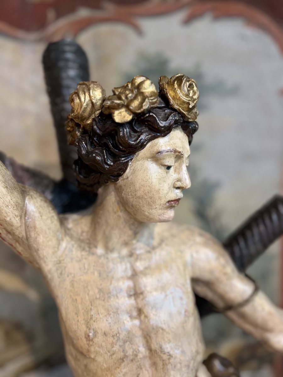 Saint Sébastien en bois sculpté – XVIIIe siècle-photo-4