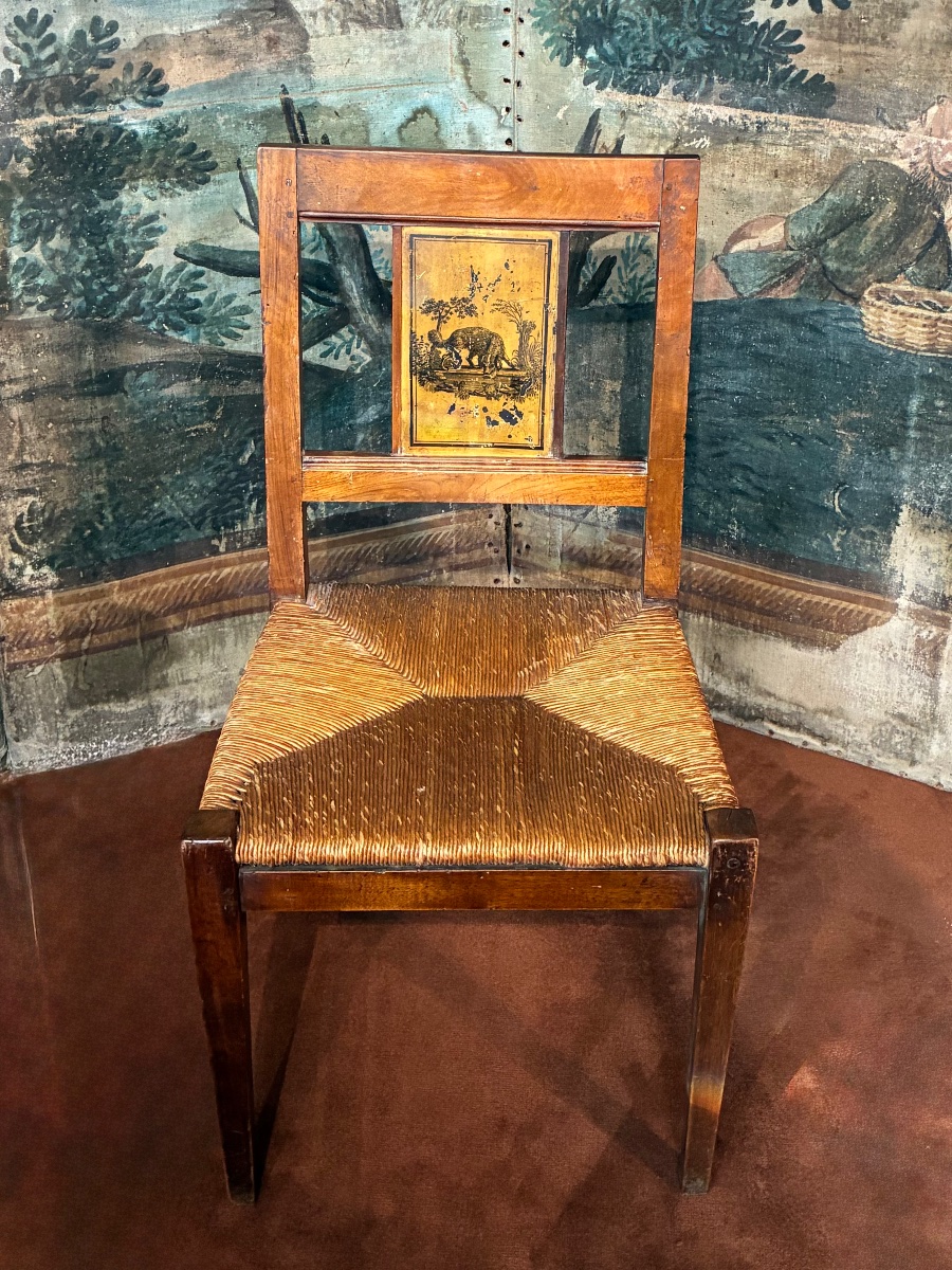 Suite de six chaises Directoire, les fables de Jean de La Fontaine-photo-3