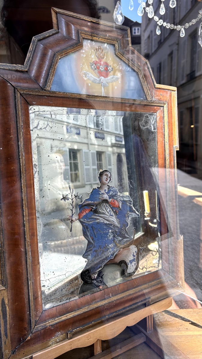 Miroir, fixé sous verre, XVIIIe siècle-photo-2