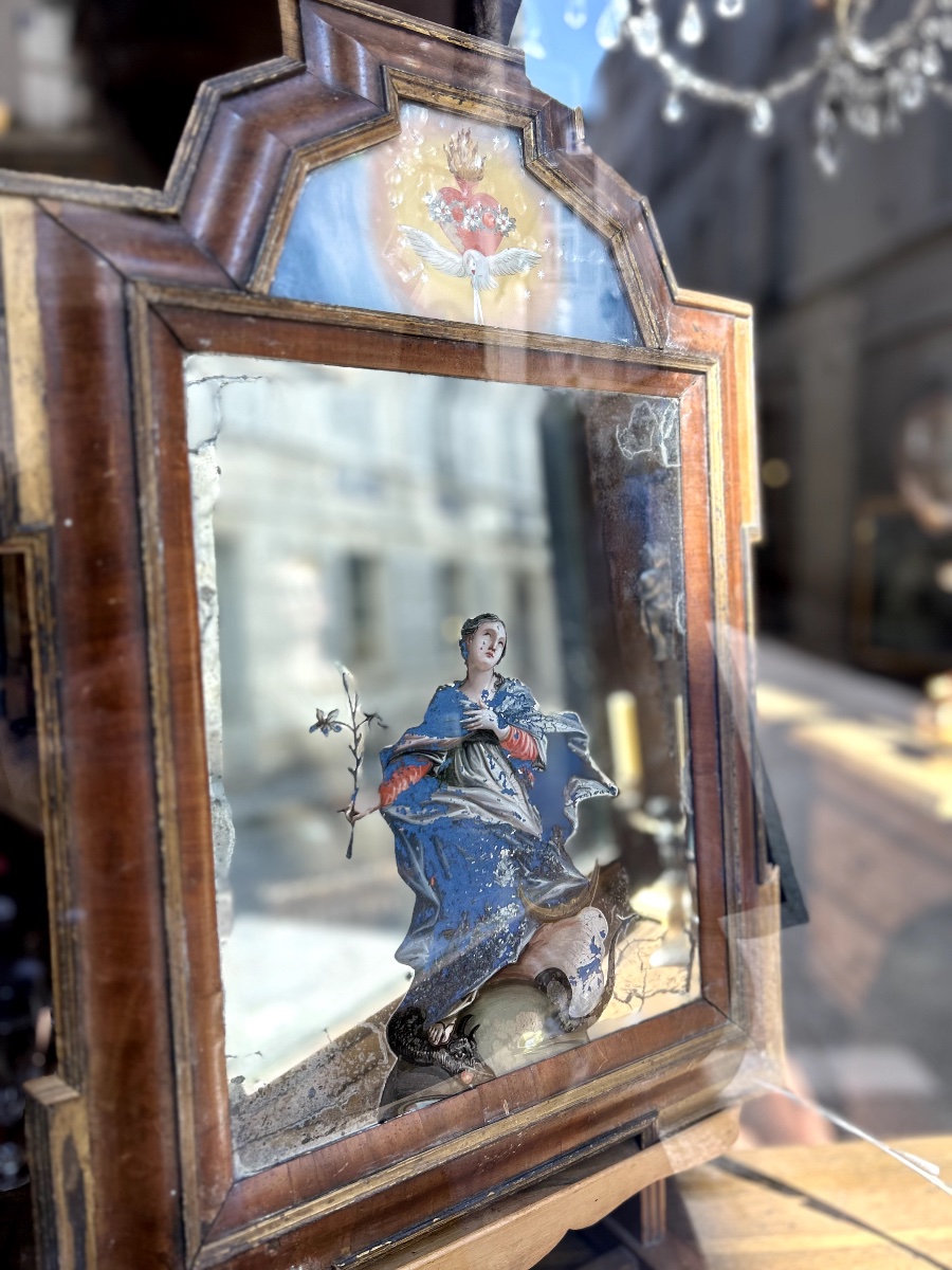 Miroir, fixé sous verre, XVIIIe siècle