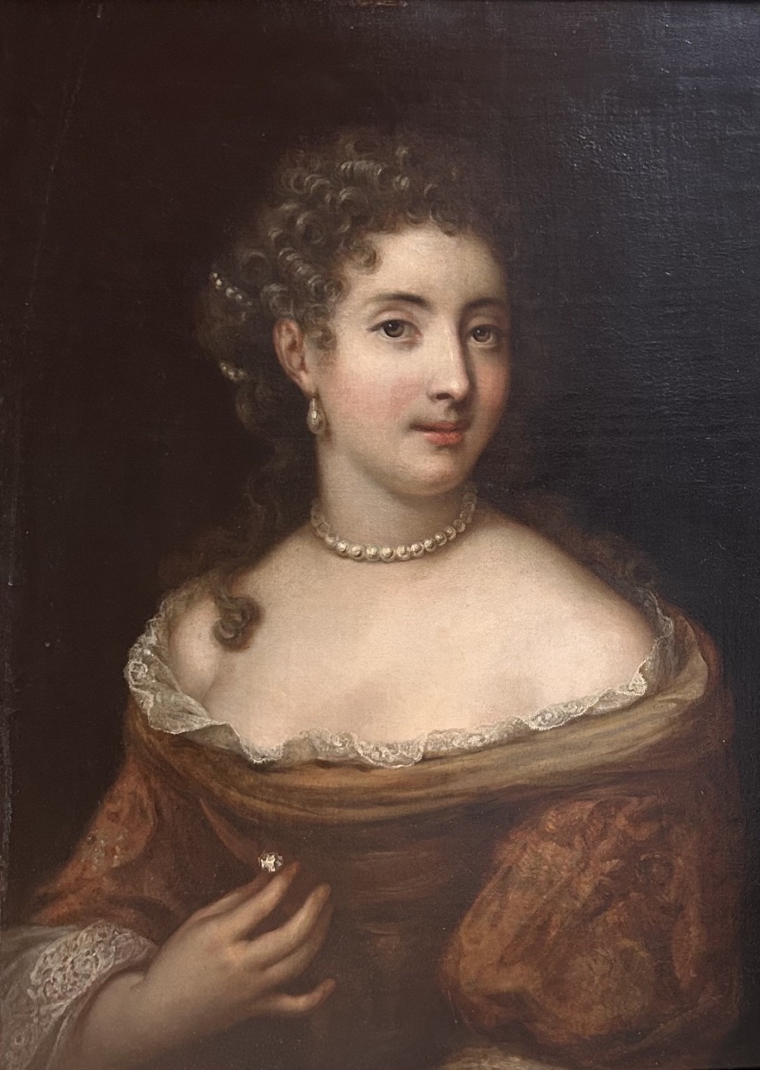 "PORTRAIT D'UNE DAME AU DIAMANT", ÉPOQUE RÉGENCE-photo-2