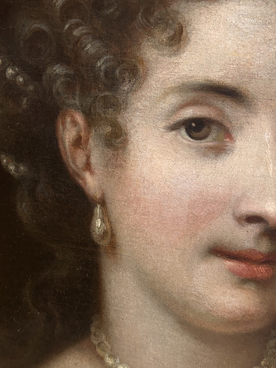 "PORTRAIT D'UNE DAME AU DIAMANT", ÉPOQUE RÉGENCE-photo-1