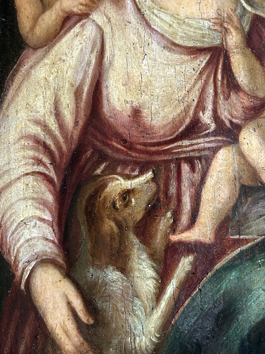 Vierge à l’Enfant et Saint Jean-Baptiste École Italienne du XVIIe siècle -photo-3