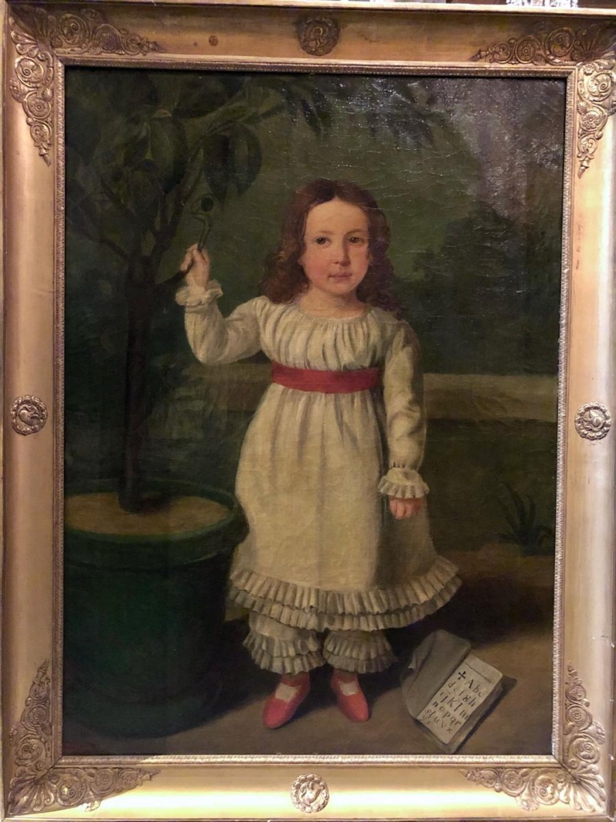 Grand portrait de petite fille en pied, XIX s.-photo-3