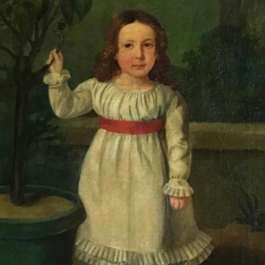 Grand portrait de petite fille en pied, XIX s.