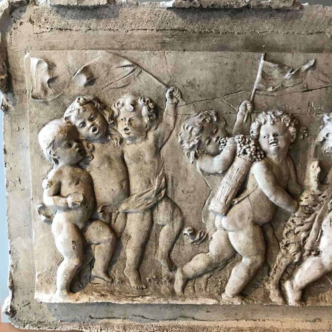 Bas relief en plâtre, "Bacchanale d'enfants", début XX siècle-photo-2