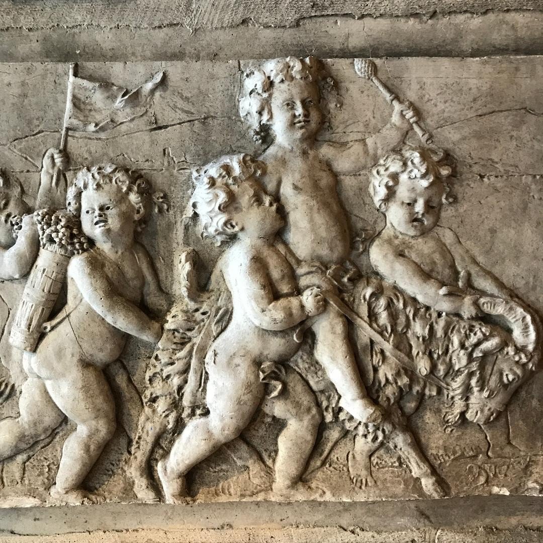 Bas Relief In Plaster, "bacchanale", Early 20th Century