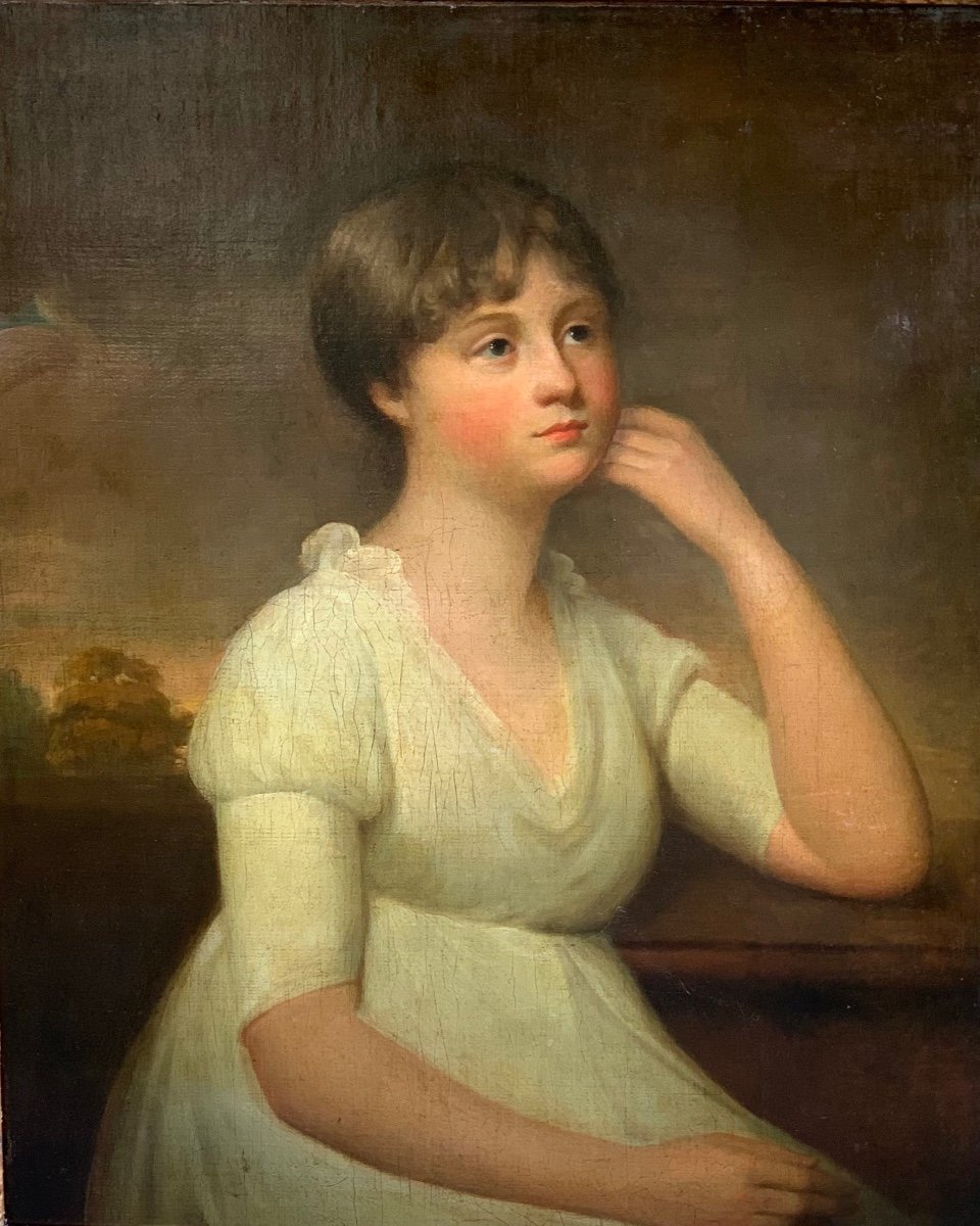 "Portrait d'une jeune fille", école Anglaise, XIX siècle -photo-3