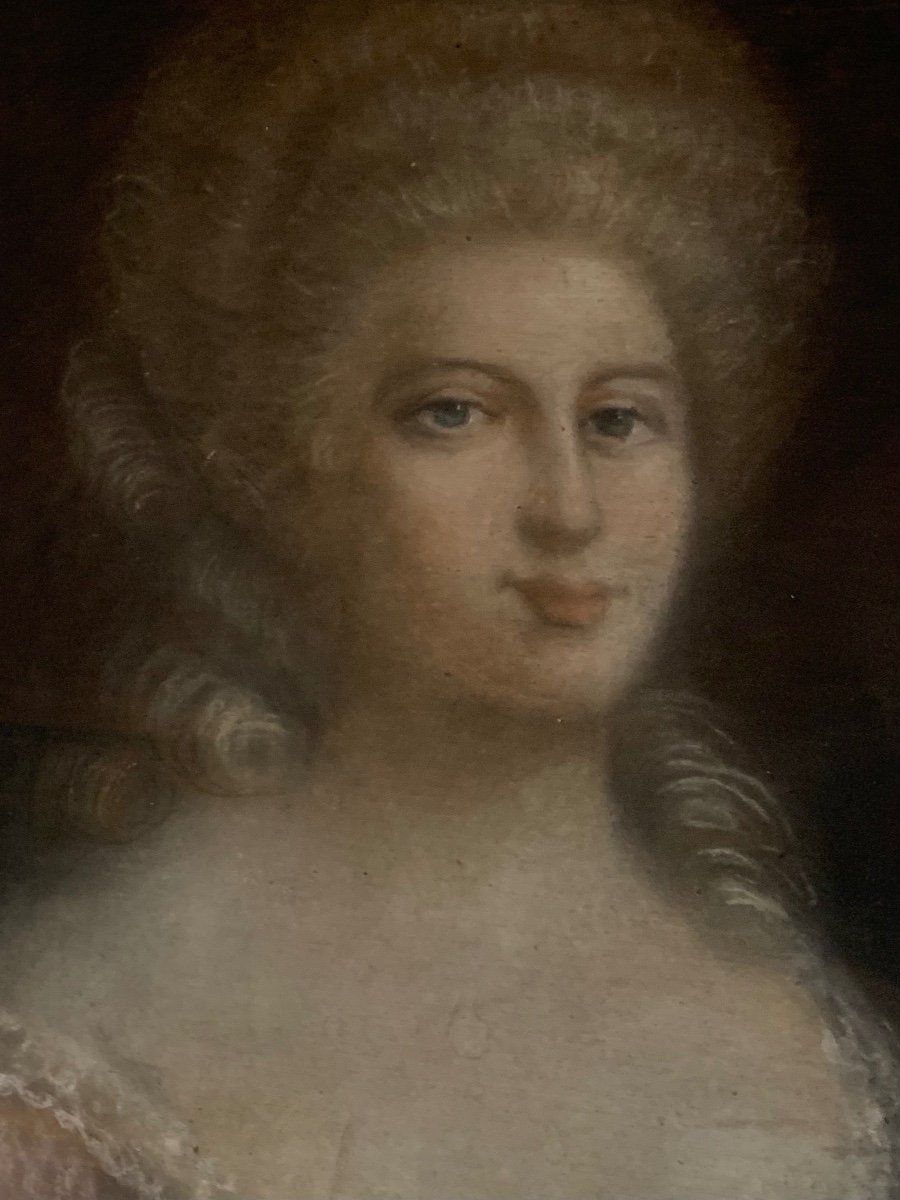 Portrait d’une dame de qualité au pastel, XVIII siècle-photo-3