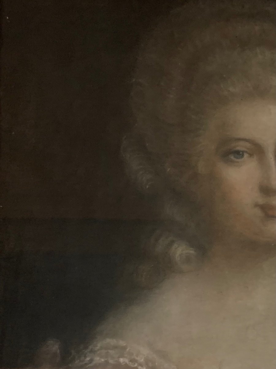 Portrait d’une dame de qualité au pastel, XVIII siècle-photo-2