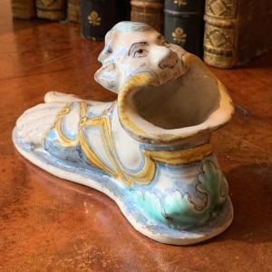 Rare Inkwell In Polychrome Majolica, XVI Century Deruta