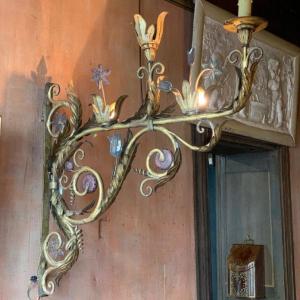 Baroque Sconces In Golden Wrought Iron 18th  Century