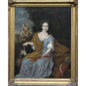Allegorical Portrait Of A Lady Of Quality As Diana The Huntress, 18th Century Style