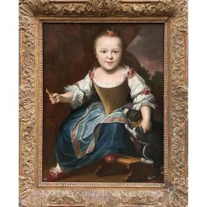 Portrait Of A Child With A Dog, 18th Century