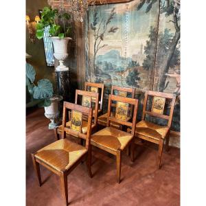 Set Of Six Directoire Chairs, The Fables Of Jean De La Fontaine