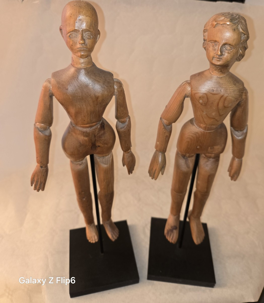 Two Mannequins Made Of Natural Wood