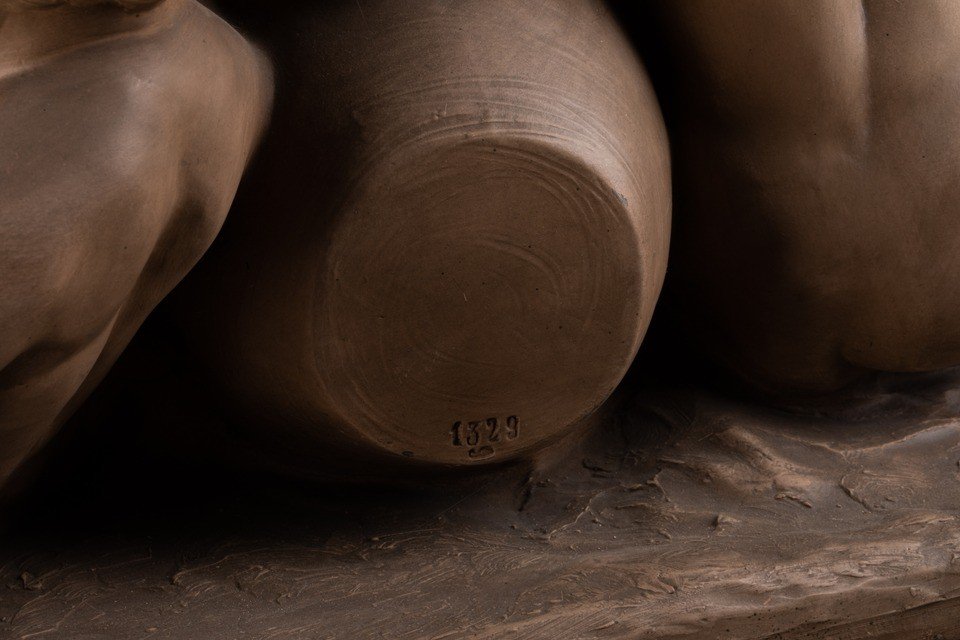 Terra Cotta Les Enfants De Bacchus, Signé A.Calendi, 19e Siècle-photo-4